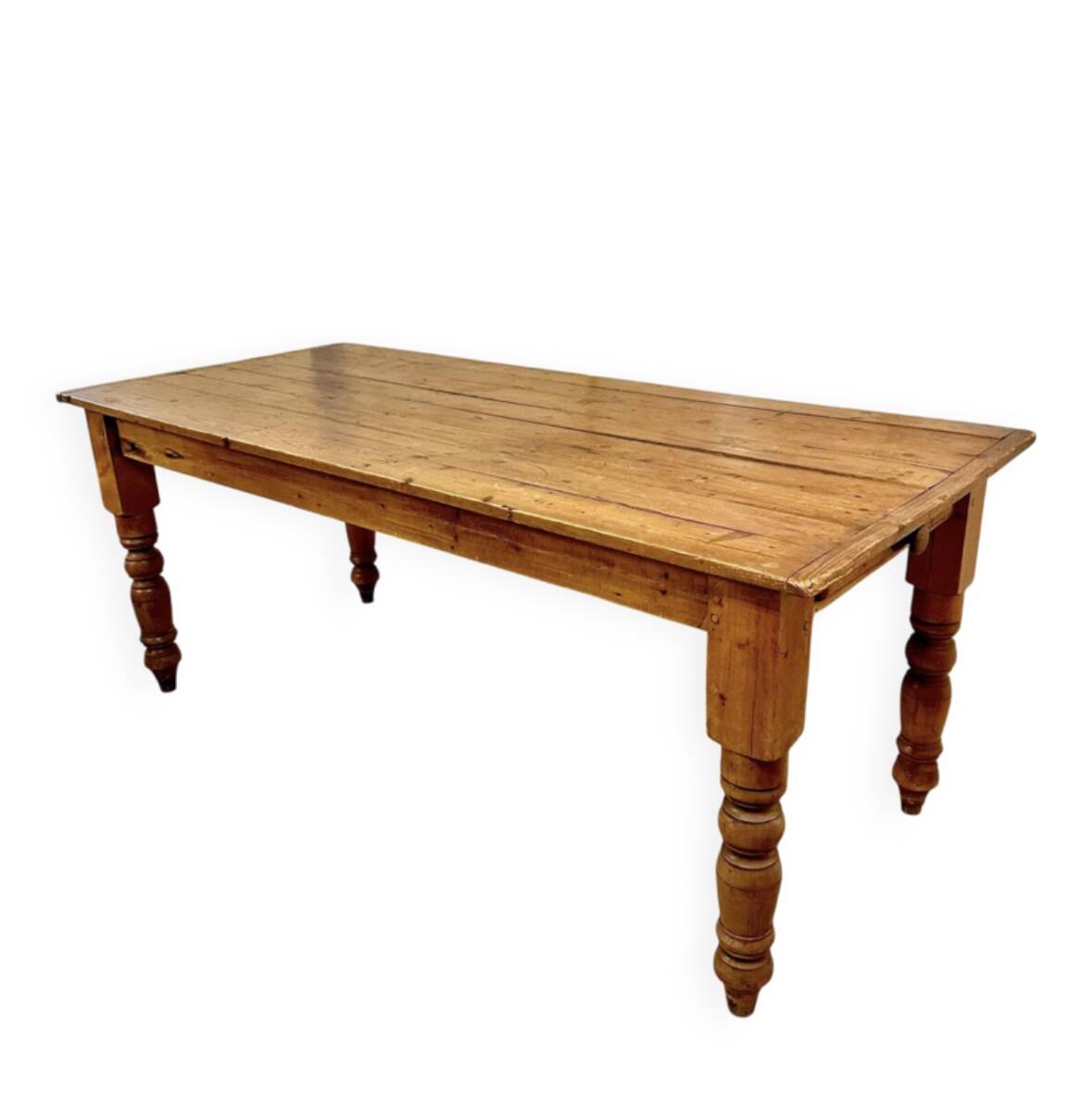 English farmhouse table in solid pine from the late 19th century, L187cm.