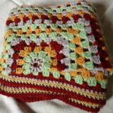 plaid - couverture au crochet granny couleurs vintage 138 x 110 cm
