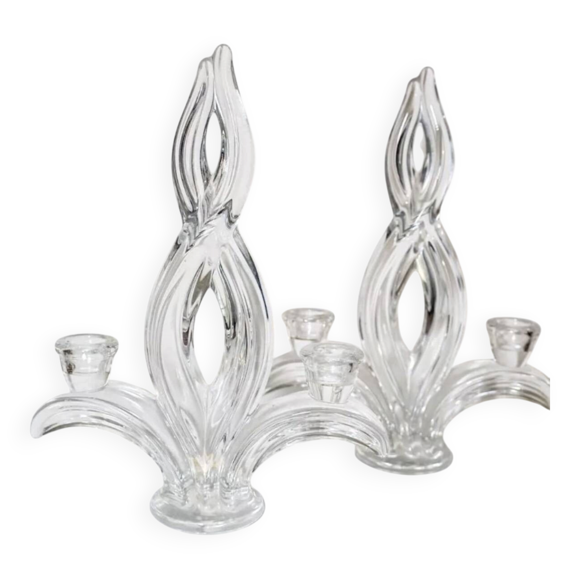 Pair of mid-century crystal candlesticks from Vannes