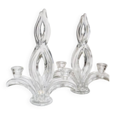 Pair of mid-century crystal candlesticks from Vannes