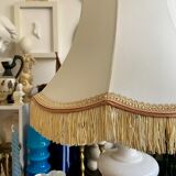 Alabaster table lamp and beige cotton