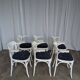 Ensemble de 6 chaises de salle à manger vintage en bois courbé blanc / fauteuil de style Thonet des années 1970