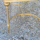 70s Neoclassical Style Coffee Table in Gilded Brass with Mahogany Veneer Top