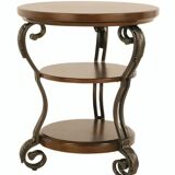 Traditional Dark Brown End Table with 3 Fixed Shelves
