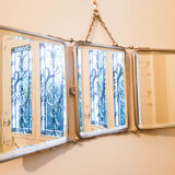Old barber triptych mirror - 22x51cm