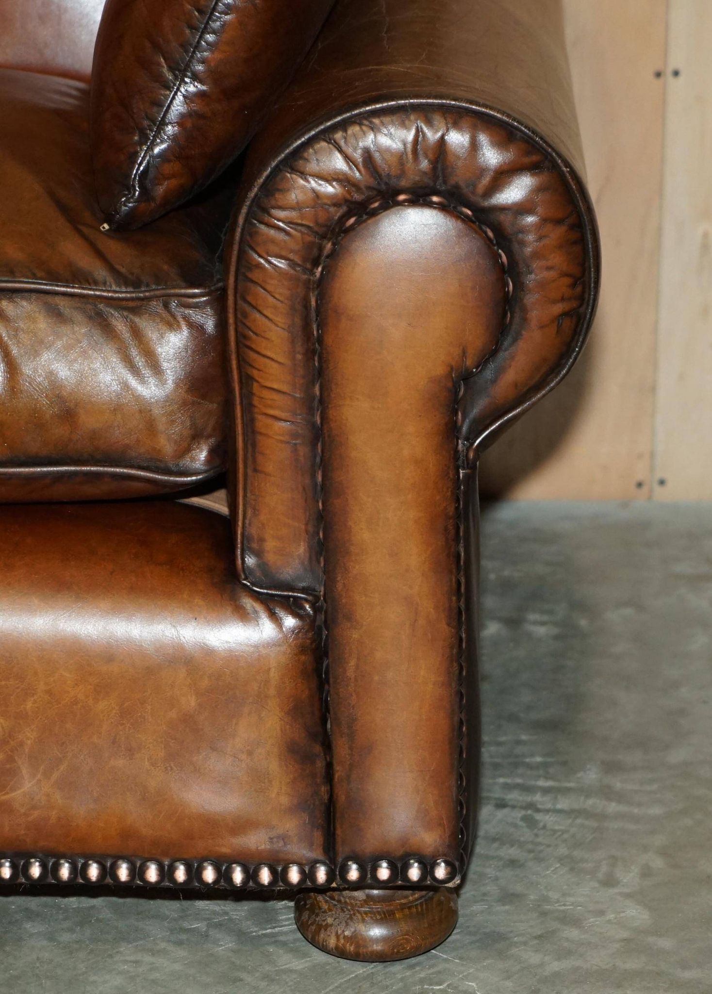 Pair of Ralph Lauren Jamaica club sofas restored in leather.