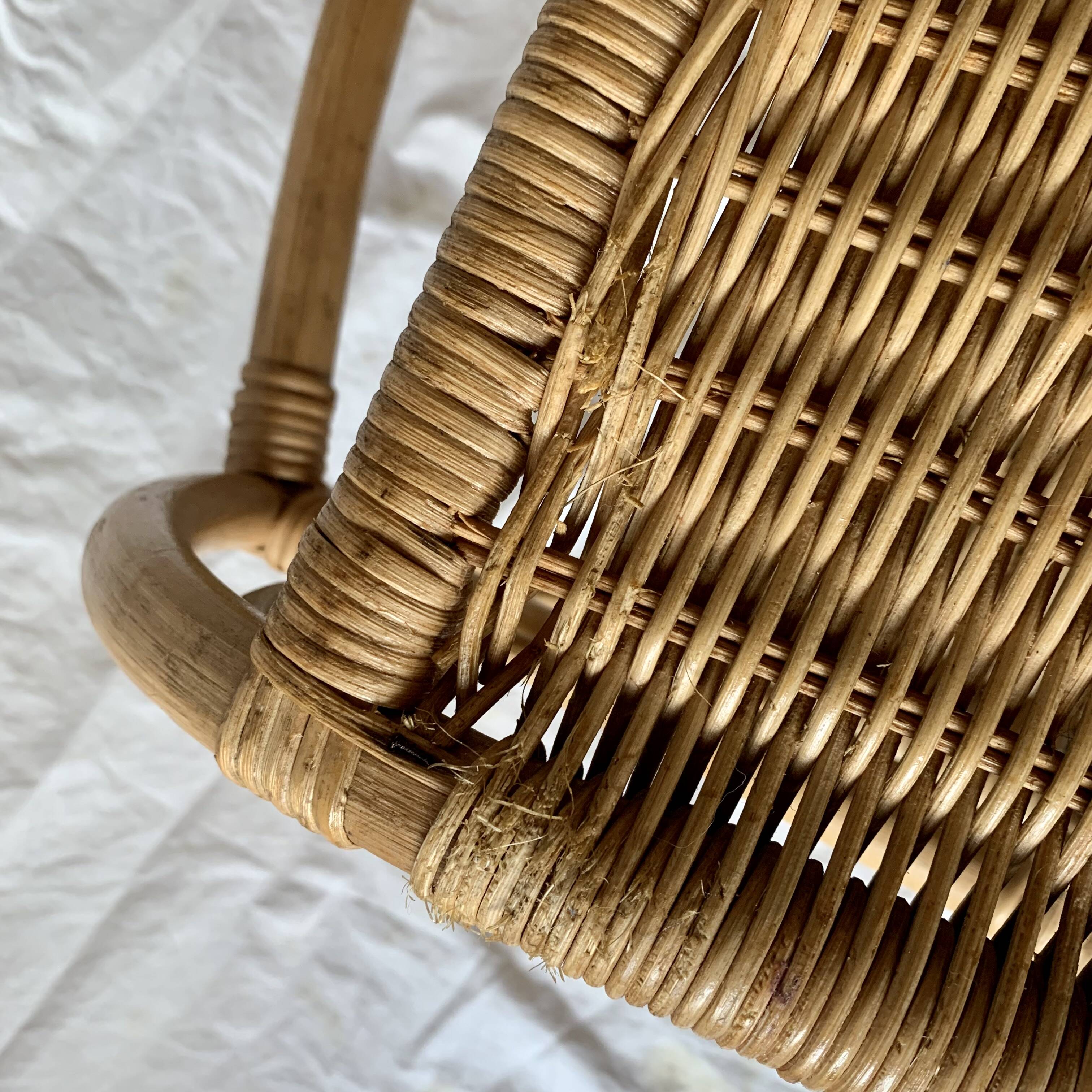 Vintage wicker and bamboo magazine rack