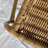Vintage wicker and bamboo magazine rack