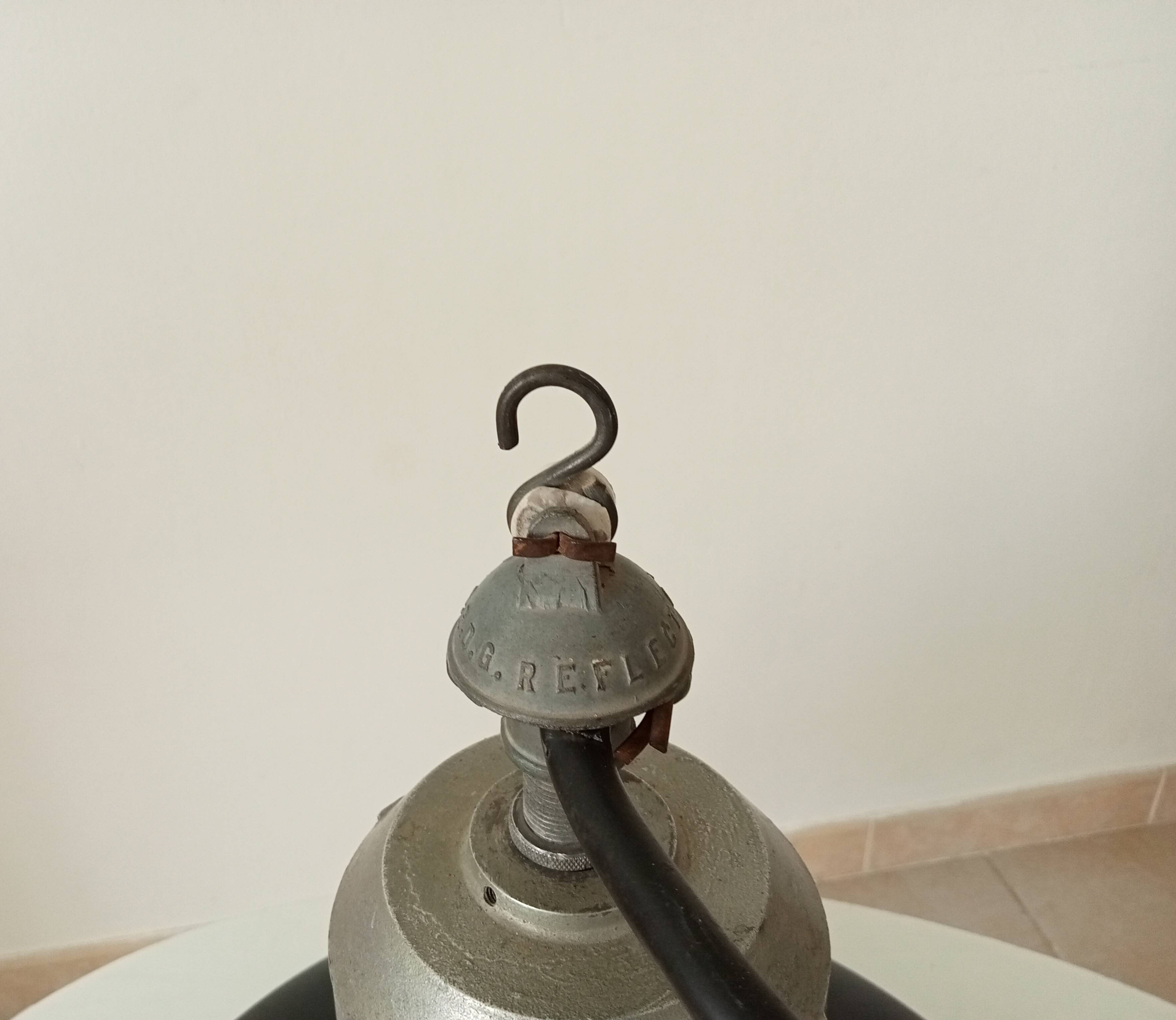 Vintage enamel industrial suspension Reflecto