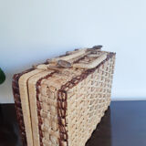 Rattan suitcase, wicker, vintage French, vanity
