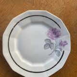6 small plates in porcelain art deco octagonal shape pattern of roses.