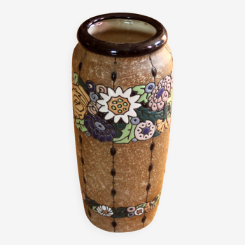 Handmade marked ceramic floor vase, vintage from the 70s