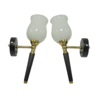 Pair of torch wall lights