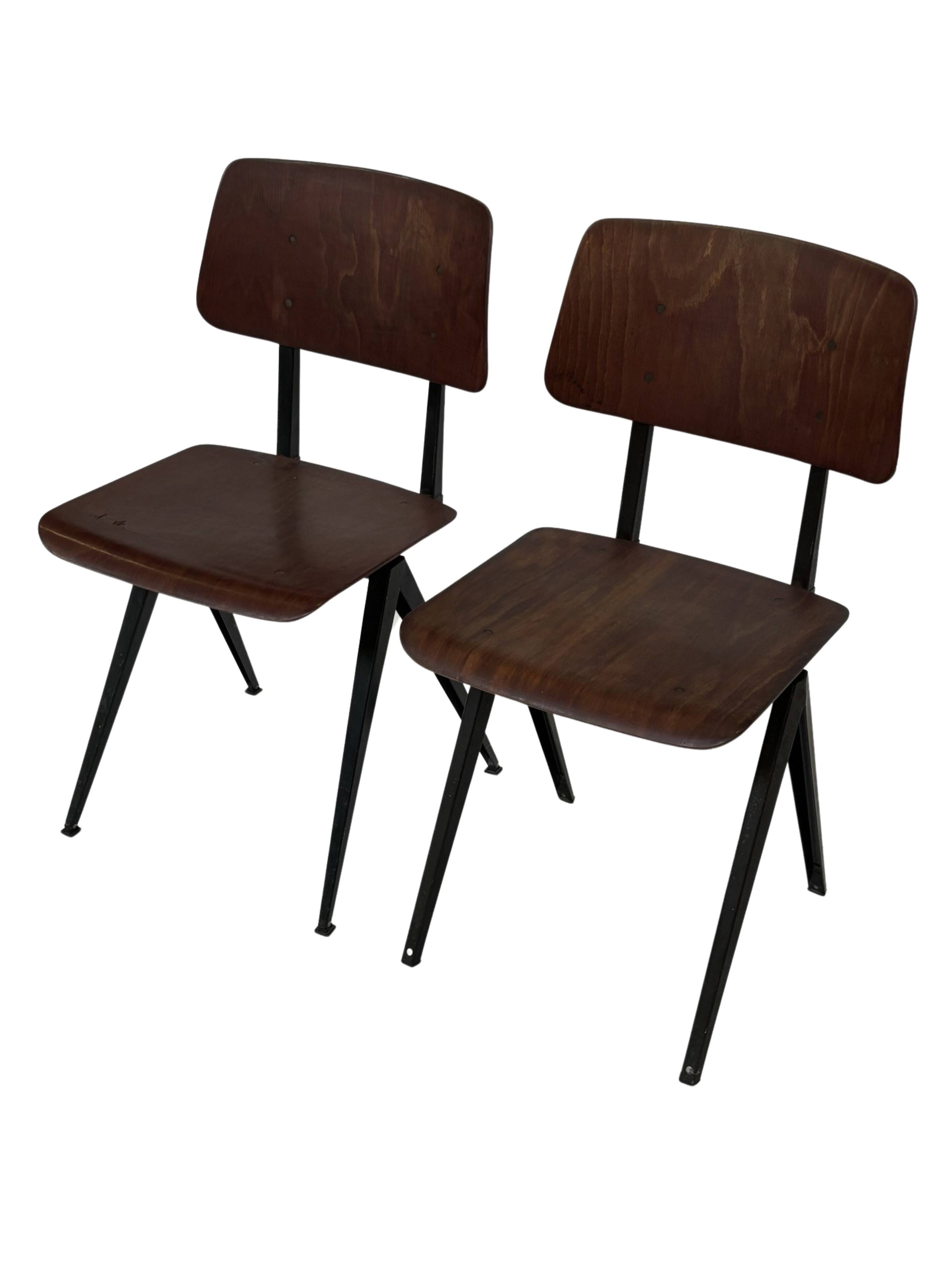 Set of 4 vintage school chairs Galvanitas S16 Netherlands Design