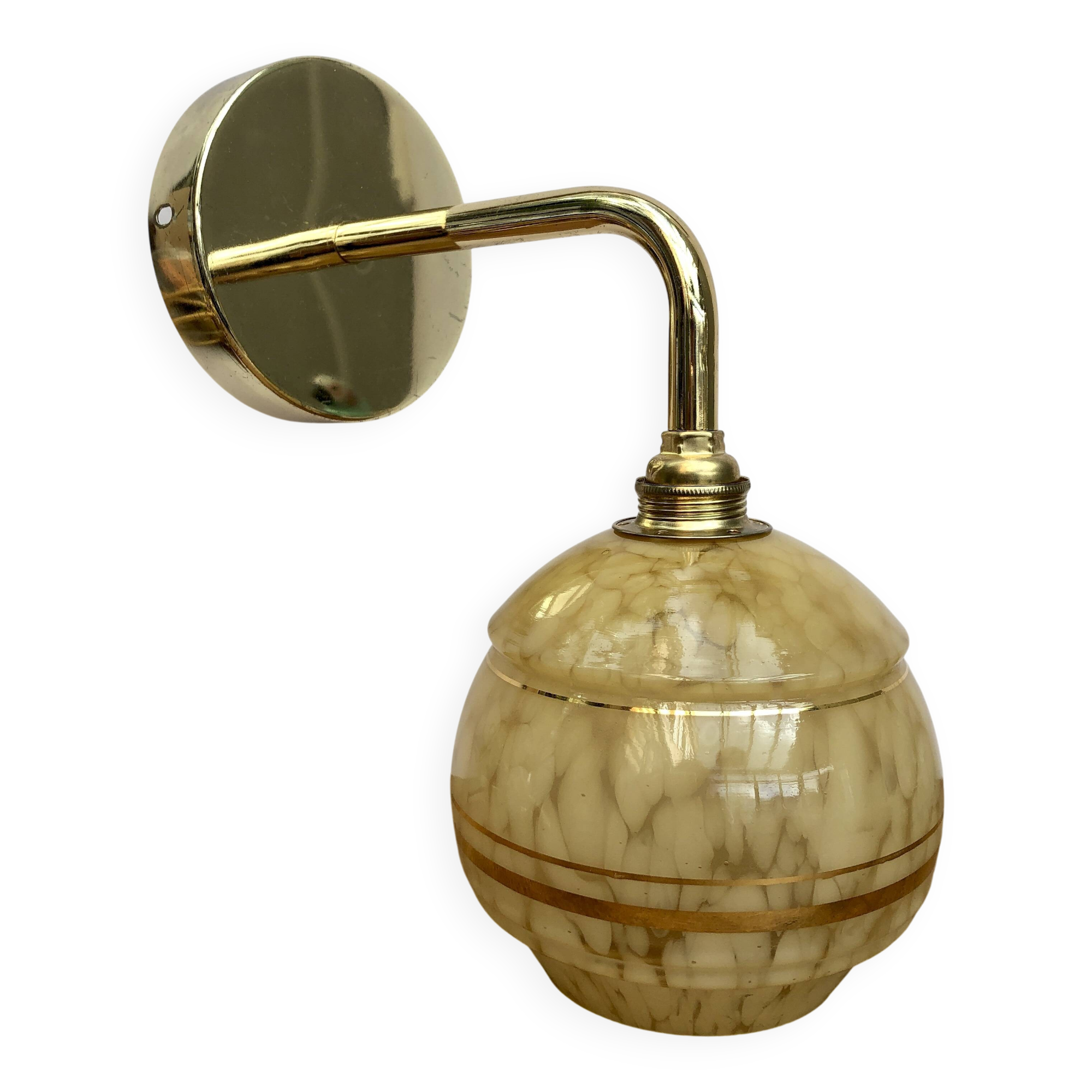 Vintage tulip wall lamp in yellow and gold Clichy glass