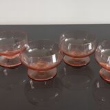 Set of 6 old standing cup in pink crystal