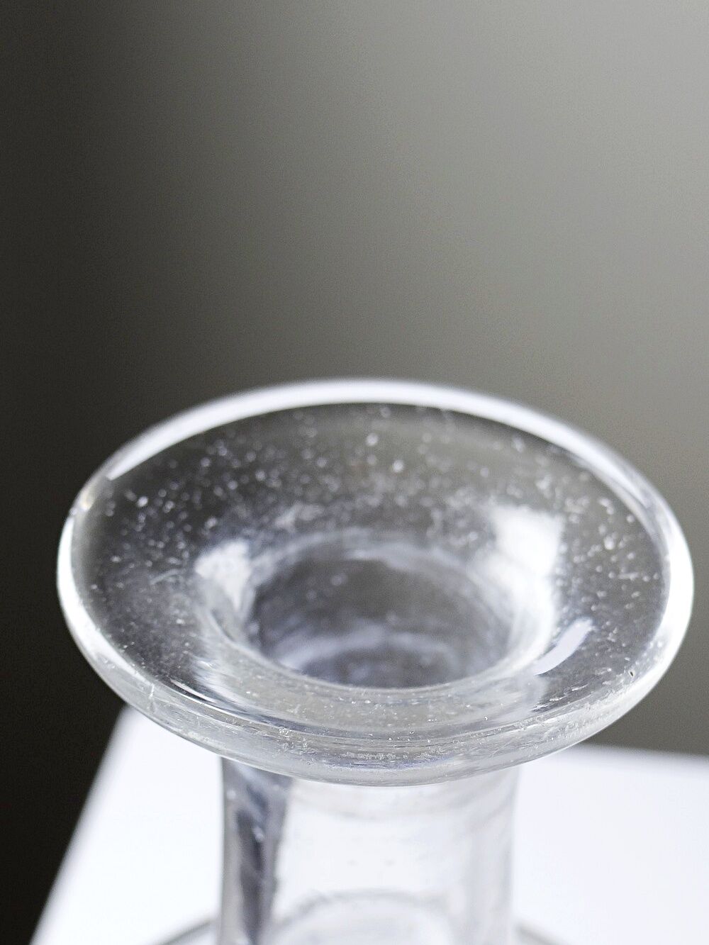 Antique engraved crystal carafe, floral decoration, Bohemia 19th-20th century.