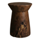 LUNA side table stool in hand-carved solid recycled teak.