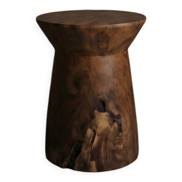 Tabouret bout de canapé LUNA en teck recyclé massif sculpté main
