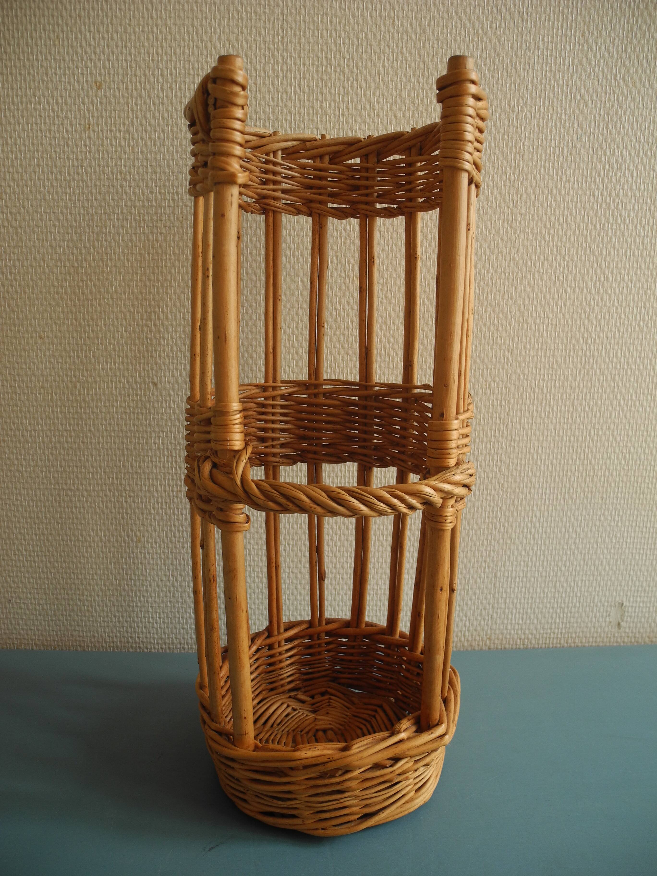 vintage wicker bread rack basket