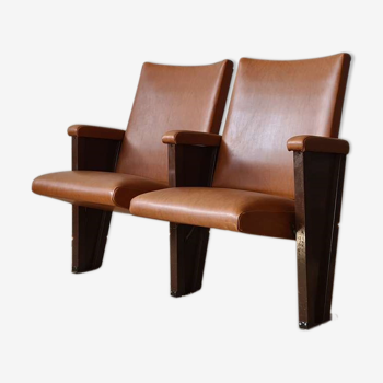 Pair of vintage cinema armchairs