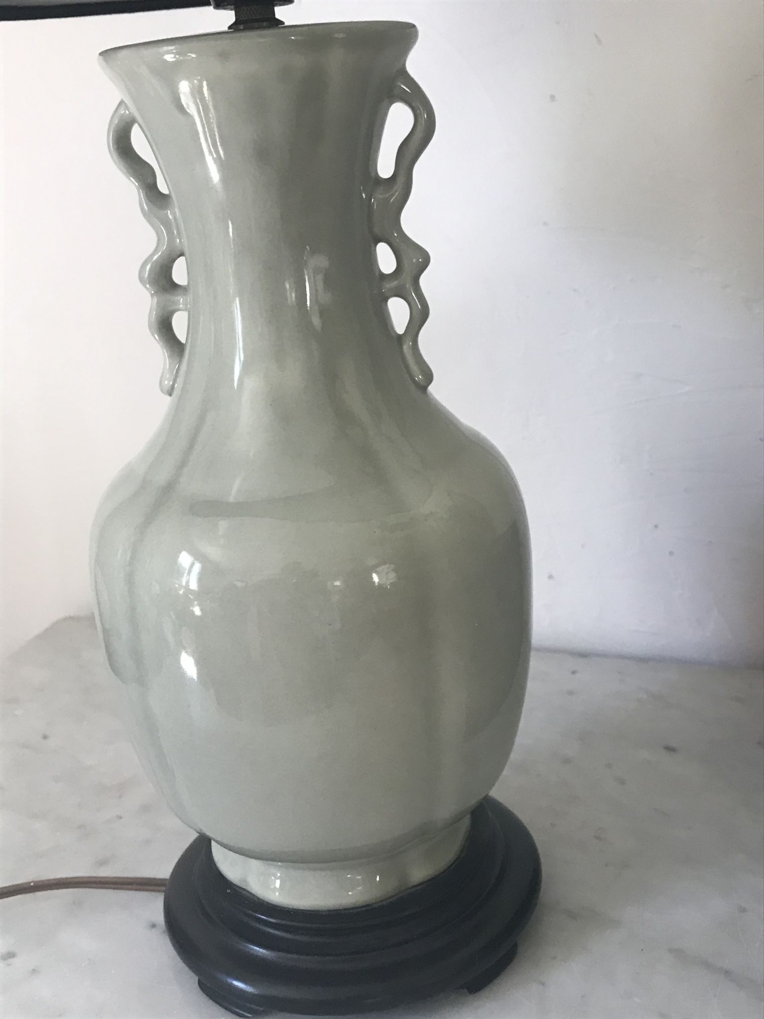 Lampe en céramique vintage vert céladon
