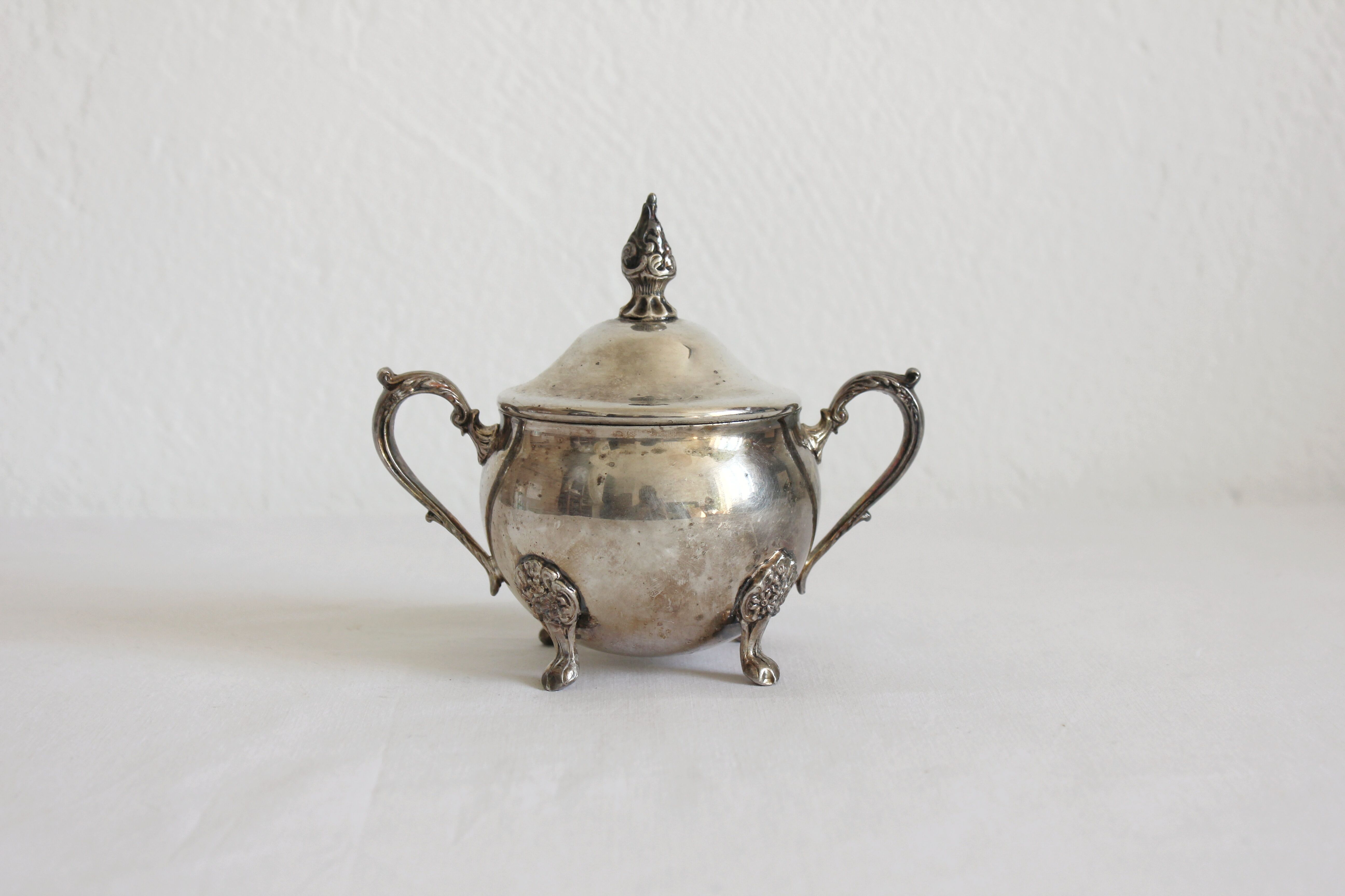 Old silver metal sugar bowl Viners