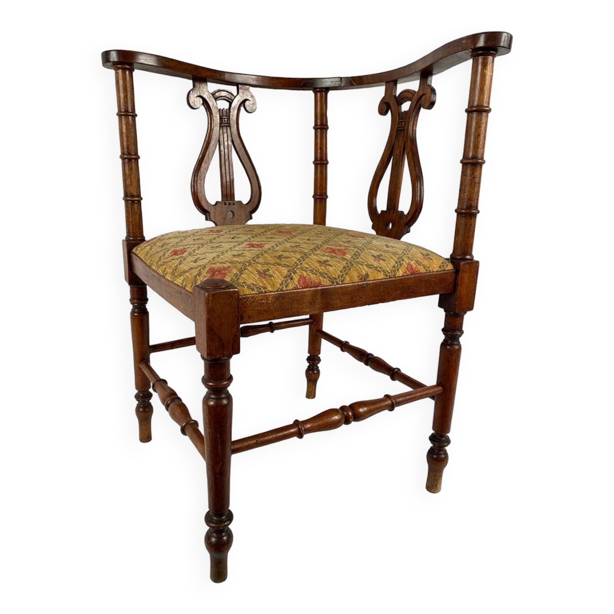 Fauteuil de coin à dossier lyre, vers 1900