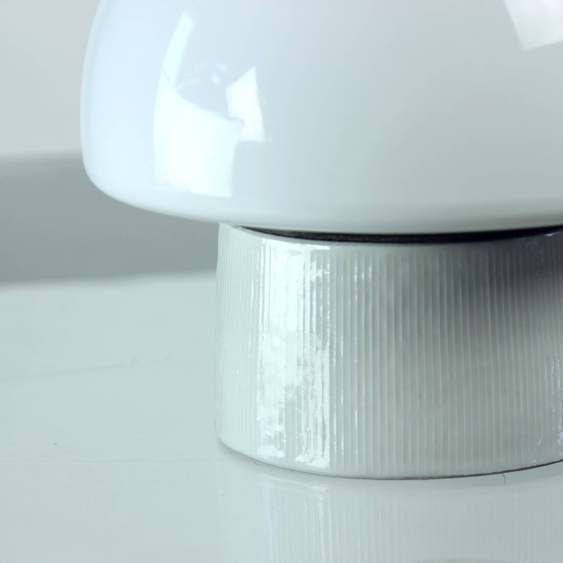 Mid Century Ceiling Or Wall Lamp In Ceramic & White Opaline Glass, Czechosl