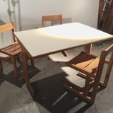 Table and 3 chairs Andre Sornay circa 60