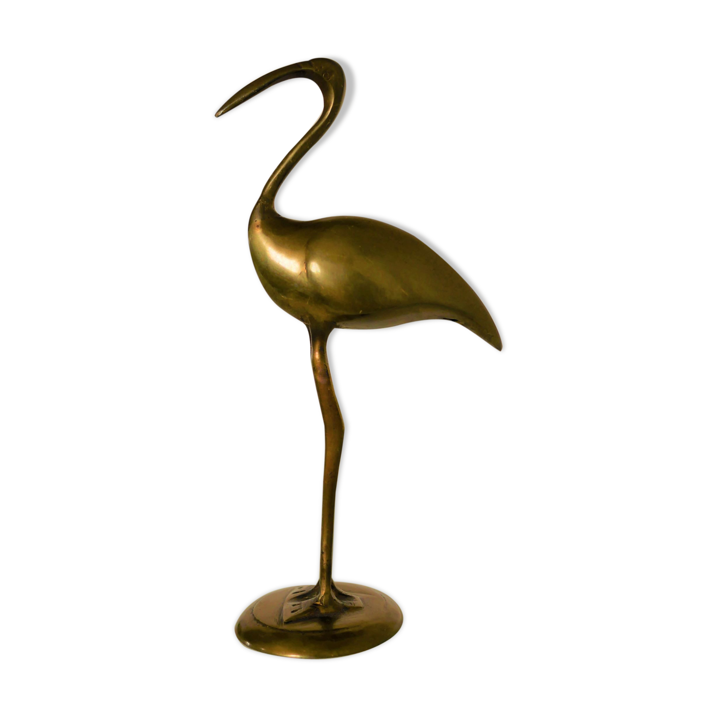 Vintage brass pink flamingo