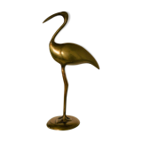 Vintage brass pink flamingo