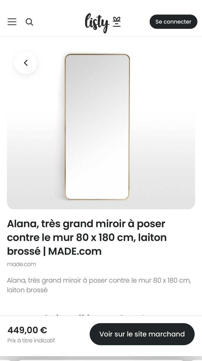 Full-length mirror made.com alana 180 × 80 cm - rare model (no longer sold)