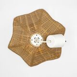 80s wicker bell pendant light