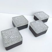 Set 4 wall lamps square ceiling lamps molded glass bubbles and black metal
