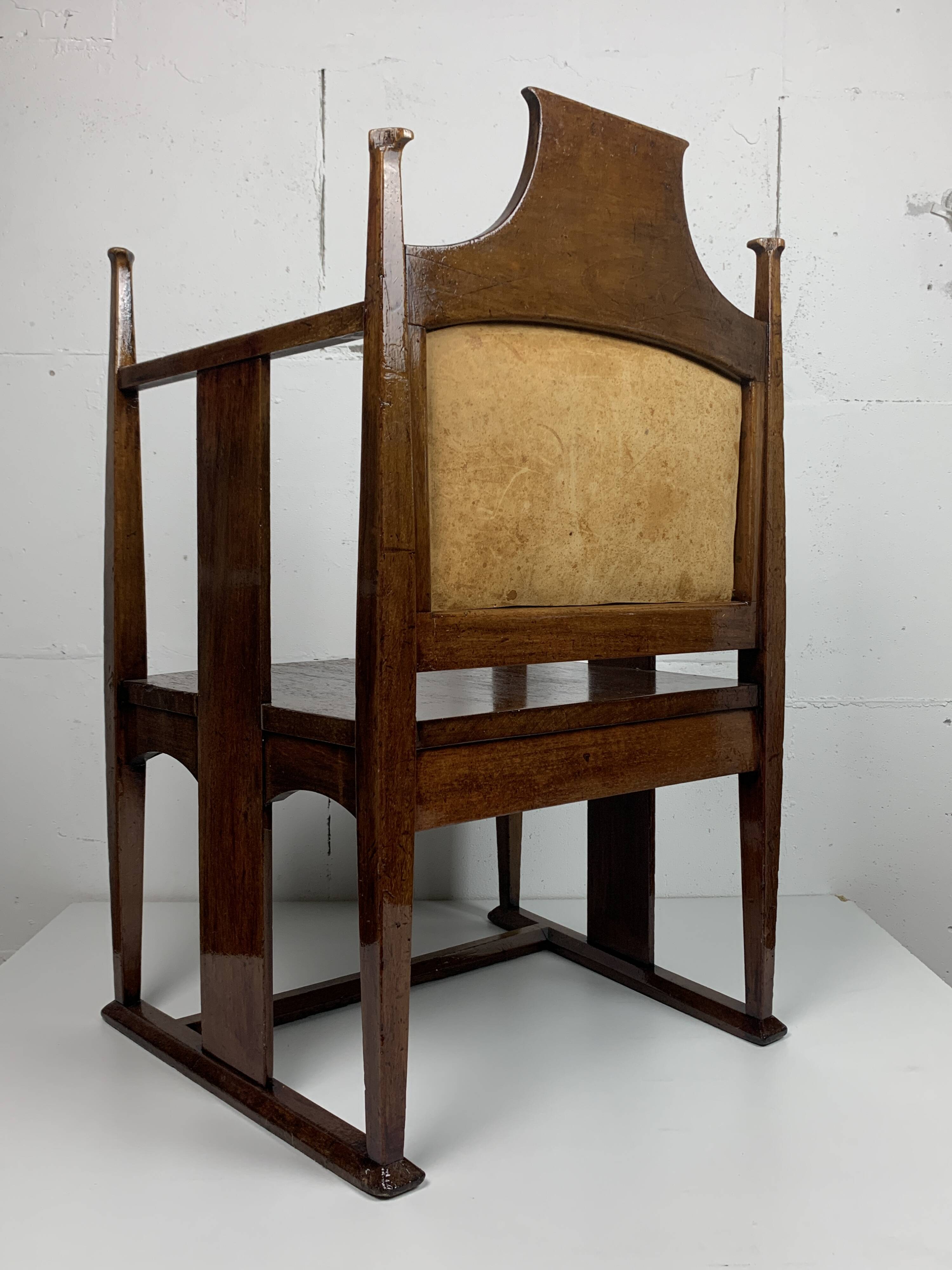 Chaise Arts and Crafts de William Birch par EG Punnett pour Liberty & Co. vers 1900