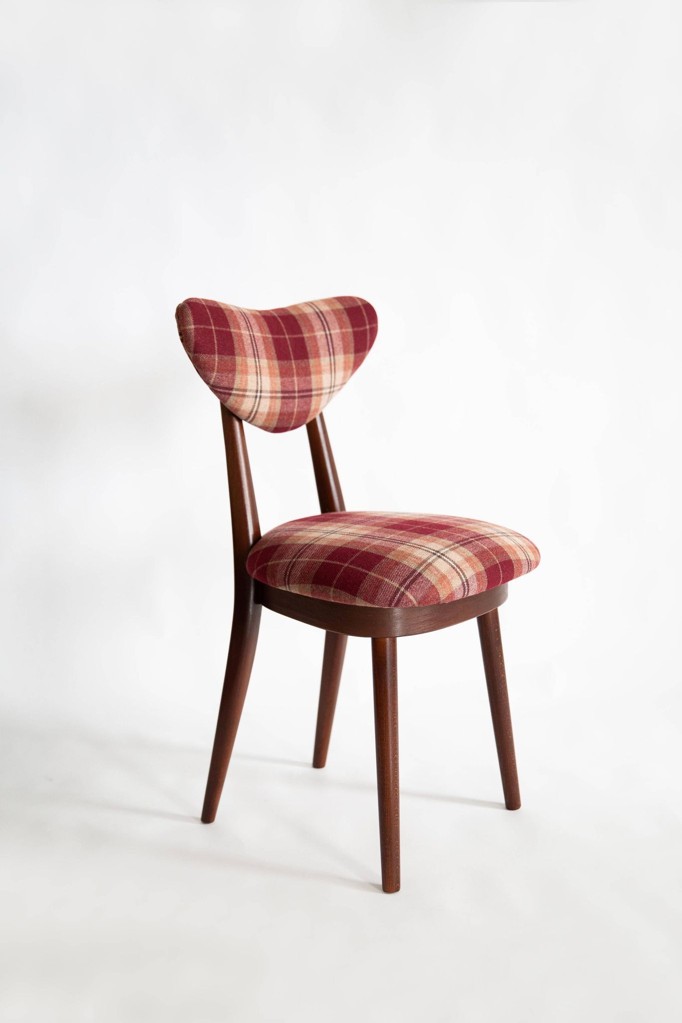 Classic Scottish chair in red burgundy tartan pattern, mid-century, Europe, 1960s.