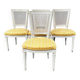 4 Louis XVI chairs - Pierre Frey fabric seat - cane back