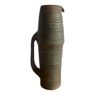 Ash-grey Stoneware Pitcher, Brutalist 1960s Studio Pottery Vase from Oostende Belgium