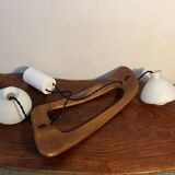 Suspension Rispal en bois avec globes opalin
