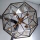 Vintage handmande octagonal glass and brass pendant lantern, Italy