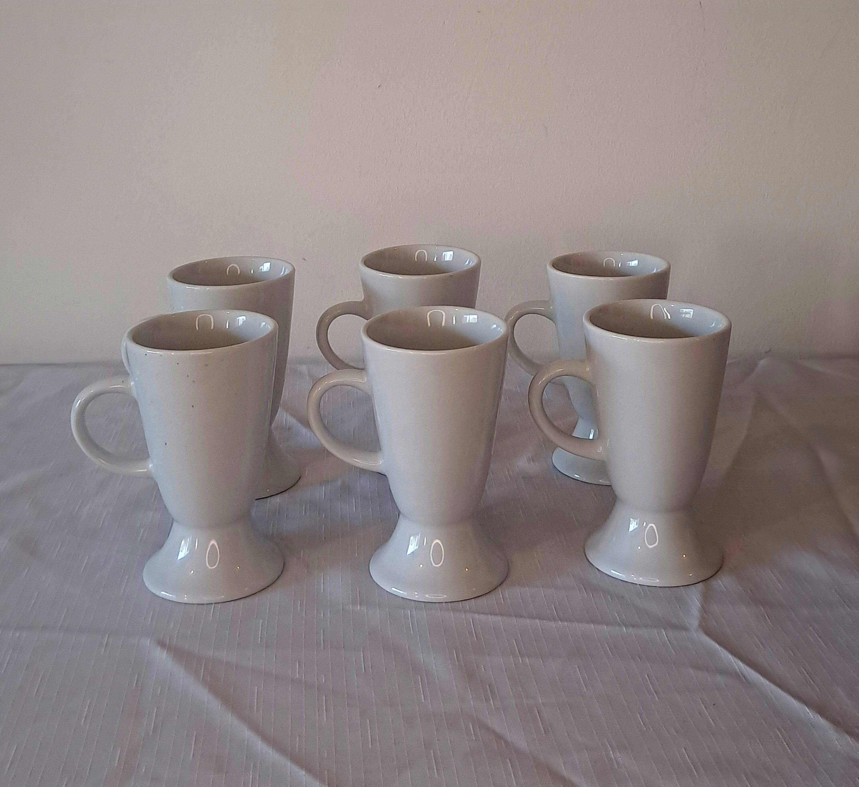 Set of 6 vintage ceramic mugs - rooster & hen motif - retro country style