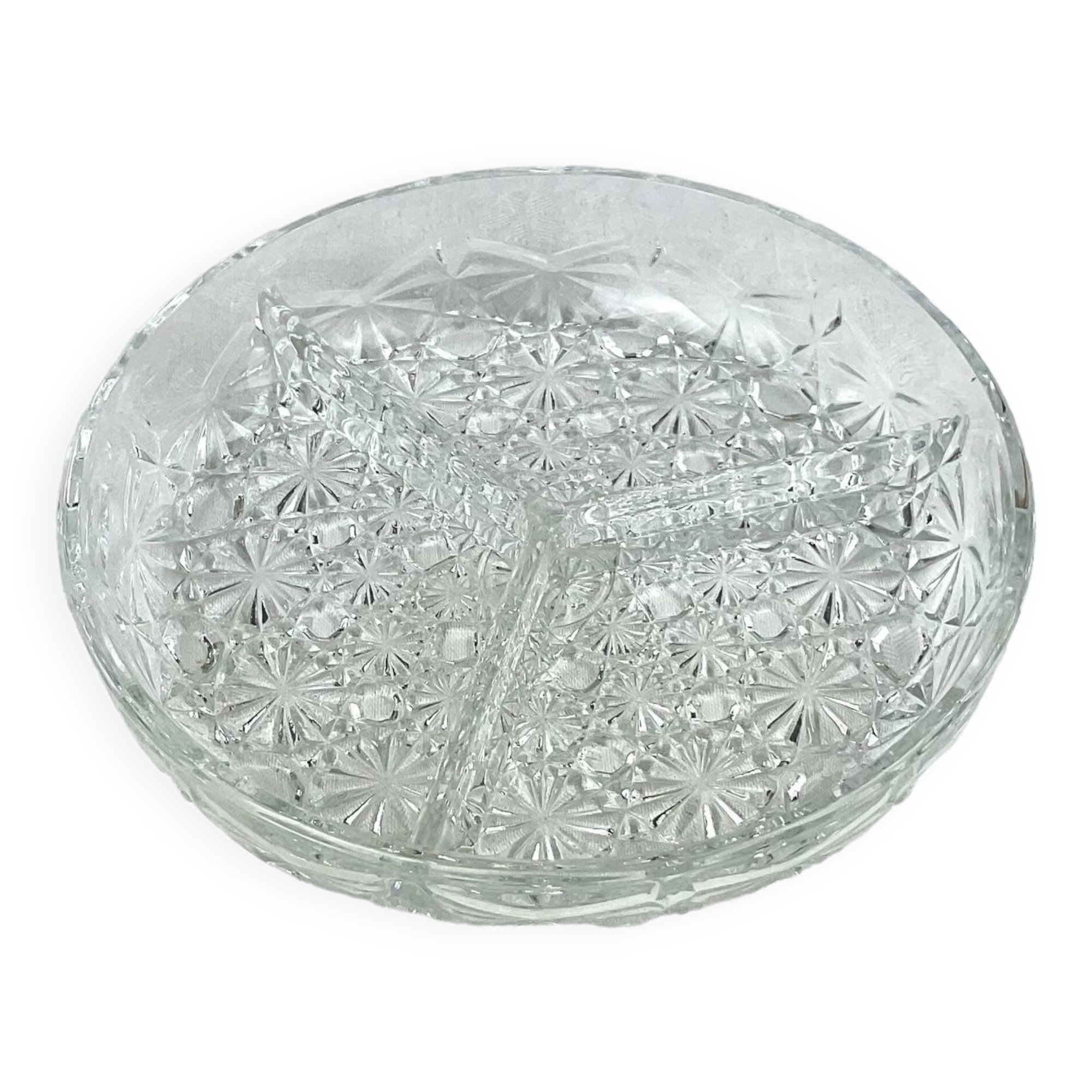 Vintage dish with 3 molded glass compartments