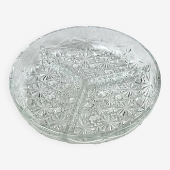 Vintage dish with 3 molded glass compartments