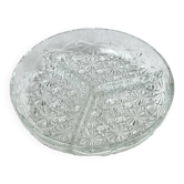 Plat vintage à 3 compartiments en verre moulé