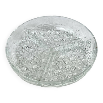 Vintage dish with 3 molded glass compartments