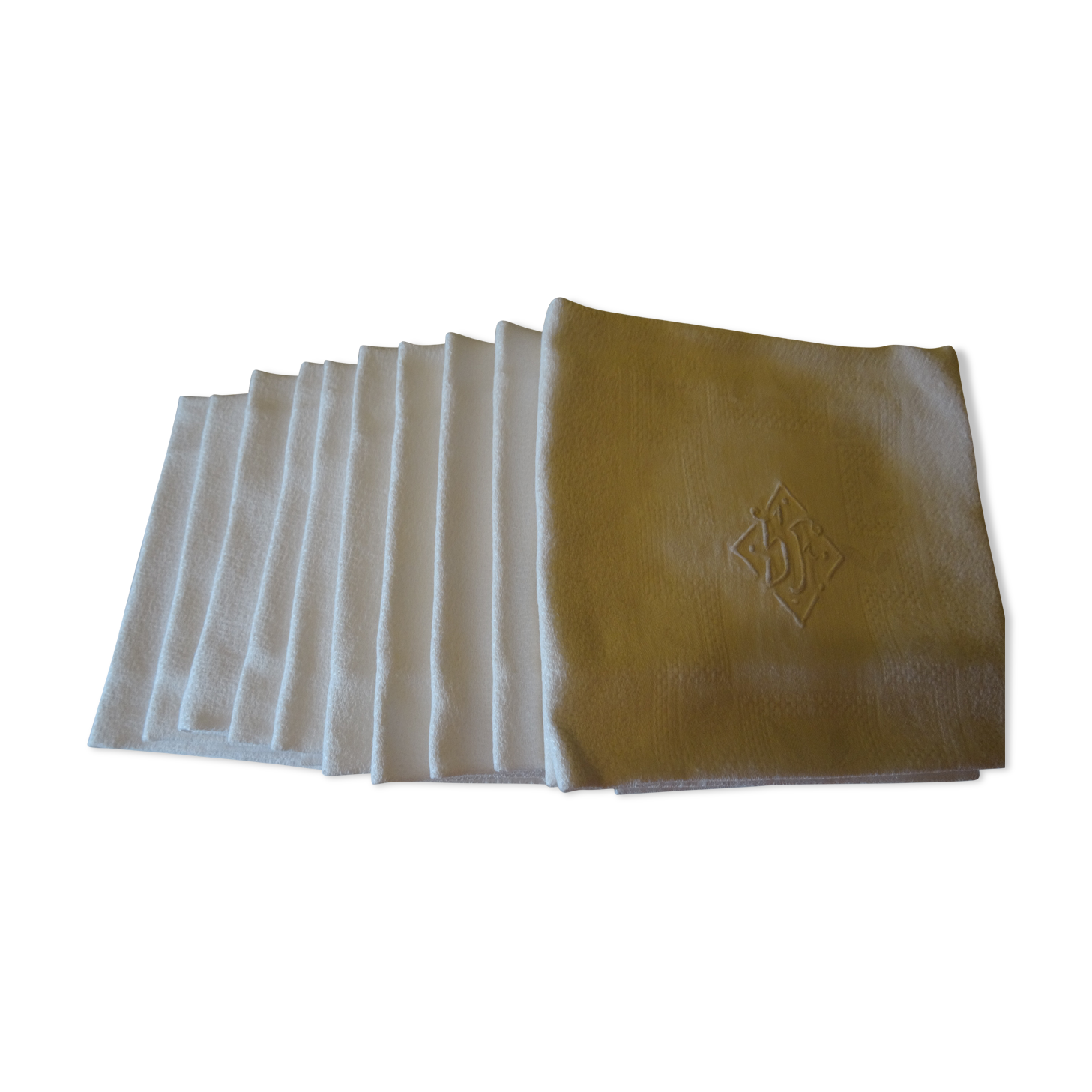 Lot of 12 SF monogrammed cotton napkins