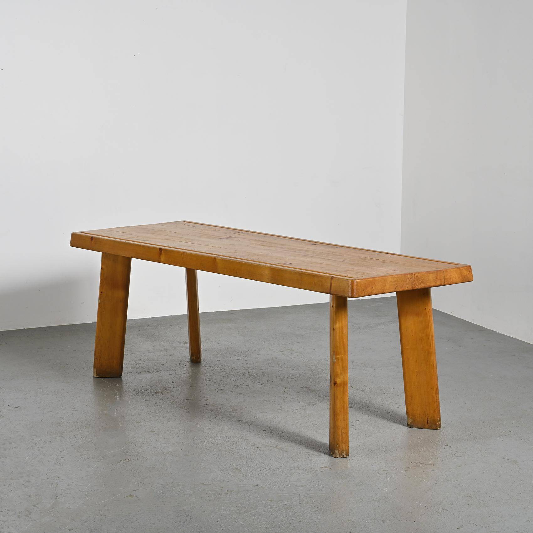 Table et bancs en mélèze par Christian Durupt, vers 1960