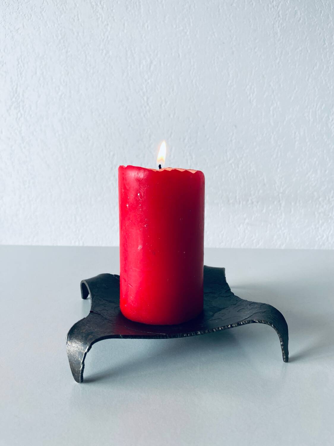 Brutalist iron candle holder