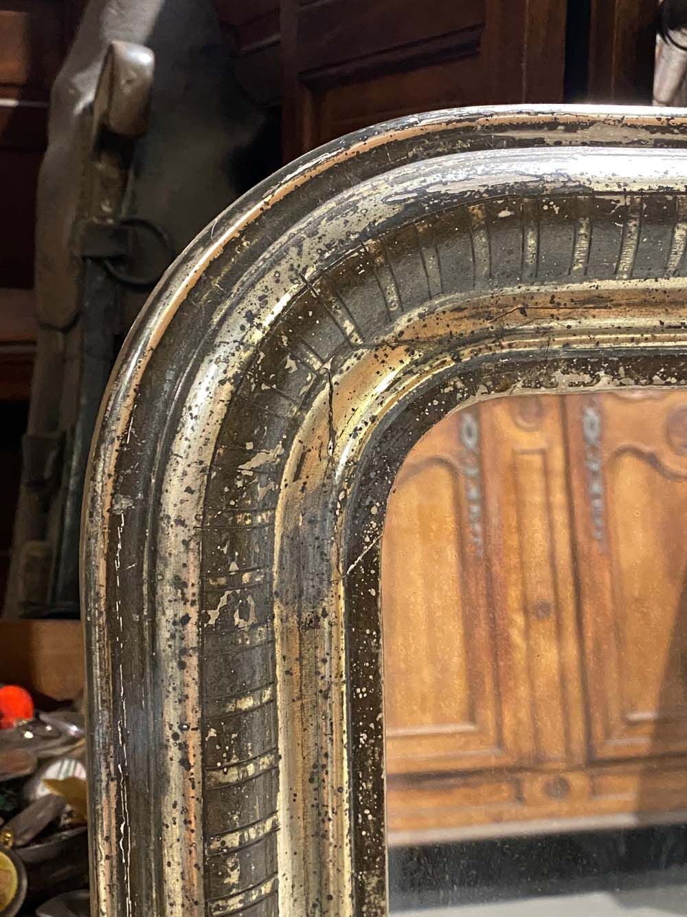 Patinated wooden mirror, 90x68 cm